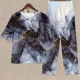 thumbnail image 1 of Ensembles Deux Pièces pour Femmes Ensemble d'Été Imprimé pour Femmes Manches Courtes Manches Mi-Longues Col Rond Haut Court + Pantalon Décontracté Ensemble Tailleur Ensemble Détente Deux Pièces Ensembles Grande Taille en Liquidation, 1 of 4