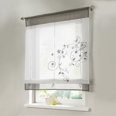 XZNGL Newest Roman Blinds Embroidery Tulle Short Shade Pastoral Room Window Curtain