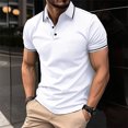 thumbnail image 3 of Jovati Chemise Décontractée à Manches Courtes à Col Rabattu pour Hommes, Tissu en Polyester, Coupe Confortable Respirante, Design Uni, Lavable à la Machine, Épaisseur Standard, 3 of 10
