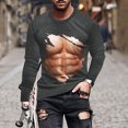 thumbnail image 3 of T-Shirts Sans Manches pour Hommes T-Shirt Révélateur de Muscles pour Hommes T-Shirt 3D Imprimé Non Positionné à Manches Longues Col Rond T-Shirt Décontracté Haut Blouses T-Shirts en Coton pour Hommes T-Shirts d'Été pour Hommes, 3 of 5