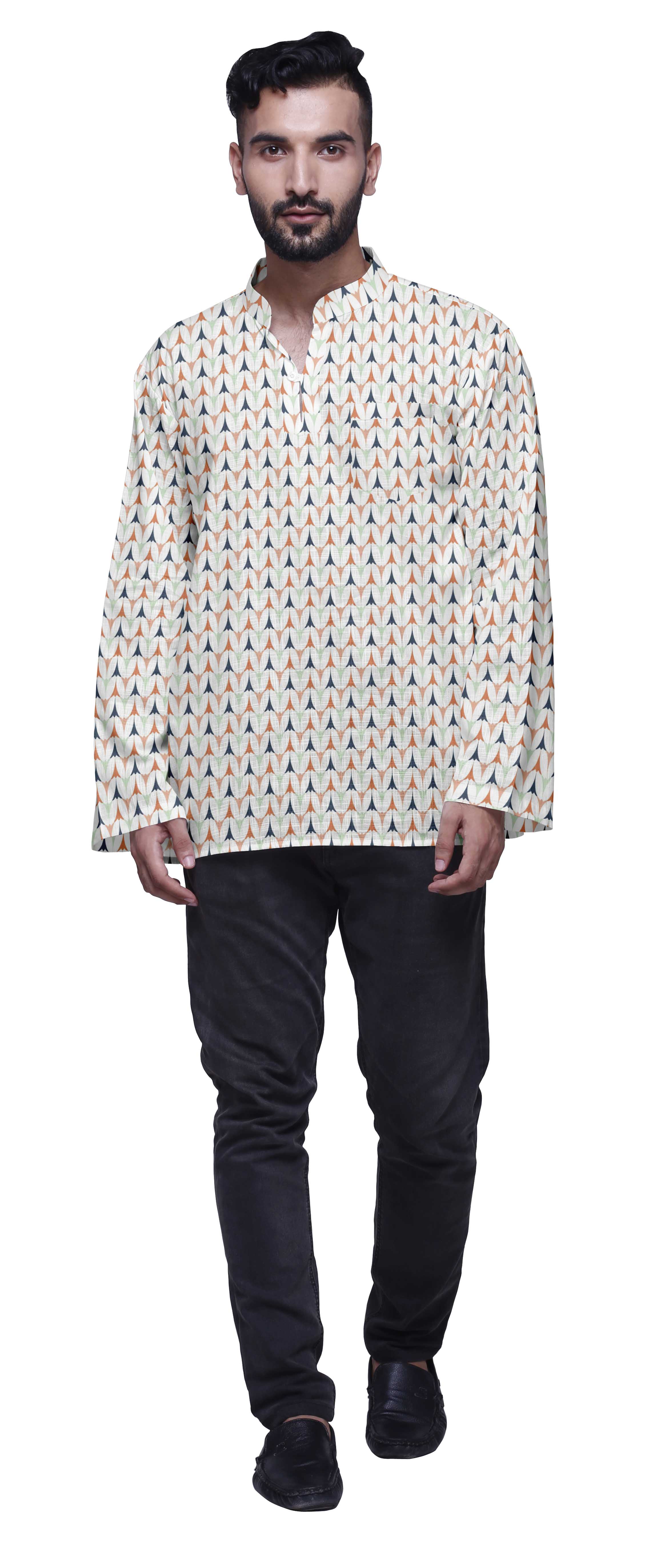 Atasi Cotton Ethnic Short Kurta For Boys Printed Party Wear Kurta For Men