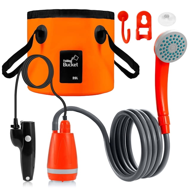 Outdoor Portable Camping Shower Kit with 2.5-3.5L/min Water Discharge 2m