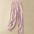 thumbnail image 2 of Sijiajgjfu Womens Cotton Linen Long Pants Pink L, 2 of 5