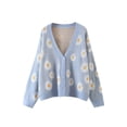 thumbnail image 3 of Fortune Cardigan Chandail pour Femme Petite Marguerite Col en V Imprimé Floral Manteau en Tricot Ample, 3 of 6