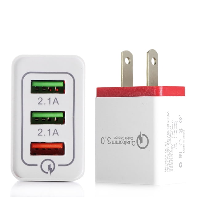 Portable Travel Home Universal 3-Port USB Wall Charger QC3.0 Quick