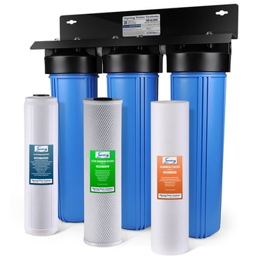 iSpring WGB32B-PB 3-Stage Whole House Water Filtration System w/ 20-Inch Sediment, Carbon Block, and Iron & Lead Reducing Filter