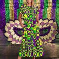 thumbnail image 1 of Robe d'Été pour Femmes 2024 Mode Grande Taille Mardi Gras Imprimée Carnaval Manches Courtes Col Rond Robe Décontractée Fluide à Volants Maxi Robe de Plage avec Poches Rabais de 50 % Liquidation!, 1 of 6