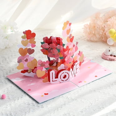 Dvkptbk Cartes de la Saint-Valentin Cartes Amour Cartes de Noël Cartes de la Saint-Valentin 11,8 X 7,8 Pouces Cartes Pop-Up de Noël pour Mari Épouse Maman Enseignant Fils Fille Parents Ami Saint-Valentin Cadeaux de la Saint-Valentin