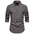 thumbnail image 2 of Chemises pour Hommes Manches Longues Mode Décontractée Col Rabattu Bouton Chemise Blouse Manches Longues, 2 of 9