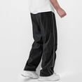 thumbnail image 1 of Weiqiqre Mens Cargo Pants Colorblock Drawstring Waisted Waisted Wide Leg Loose Track Pants, 1 of 3
