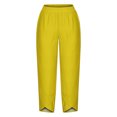 thumbnail image 4 of RXIRUCGD Women's Summer Comfortable Loose Wide Legged Fashion Solid Color Capris, Yellow, Size: L, 4 of 5