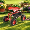 thumbnail image 4 of Gymax Cart Wagon Rolling Work Seat w/ Tool Tray Basket Planting Patio Red, 4 of 9