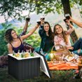 thumbnail image 3 of Gymax Patio 10 Gallon Ice Cube Cooler Box Table Stool Storage W/Handle Black, 3 of 10