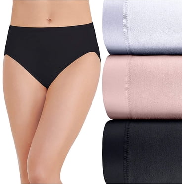 Vanity Fair Women's Body Caress Flexible Fit Panties, Hi Cut - 3 Pack - White/Quartz/Black, 8