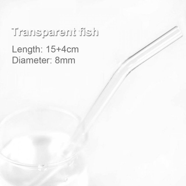 Glass Straw Heat And High Temperature Resistant 8mm*18cm Elbow Multi-color