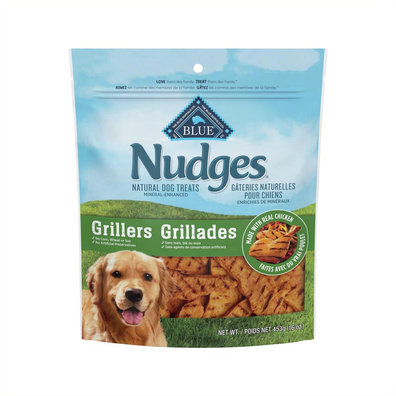 Blue Buffalo Nudges Grillers Natural Dog Treats, Made with Real Chicken, 453g