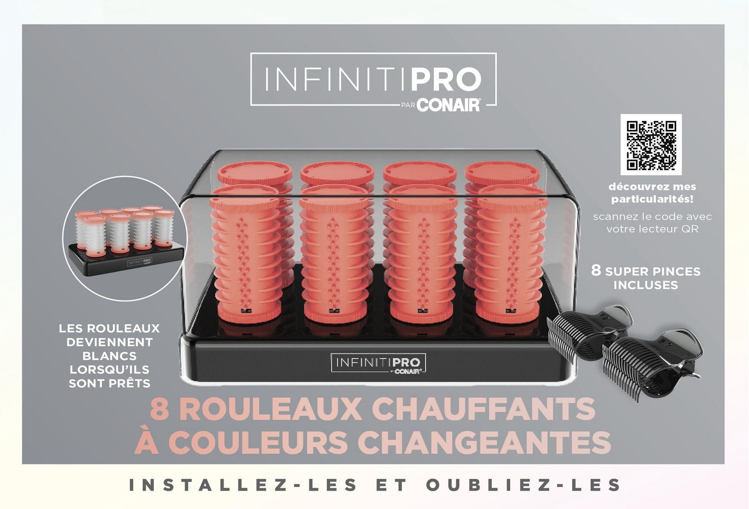 InfinitiPRO par Conair® 8 rouleaux chauffants à changement de couleur