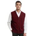 thumbnail image 1 of TOPTIE Men Sweater Vest Solid Knitted Lightweight Thermal Cardigan-Wine Red-XXL, 1 of 10