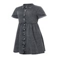 thumbnail image 2 of Robe en Denim pour Femmes Décontractée à Manches Courtes, Boutonnée, Smockée, à Volants, Style Babydoll, Robe en Jean, 2 of 6