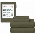 thumbnail image 1 of RUVANTI 4 Pcs Cotton Sheets - 100% Natural Cotton Soft, Lightweight & Breathable Crispy Percale Bed Sheets, Twin Sheets Set 16" Deep Pockets, Winter Moss, 1 of 9