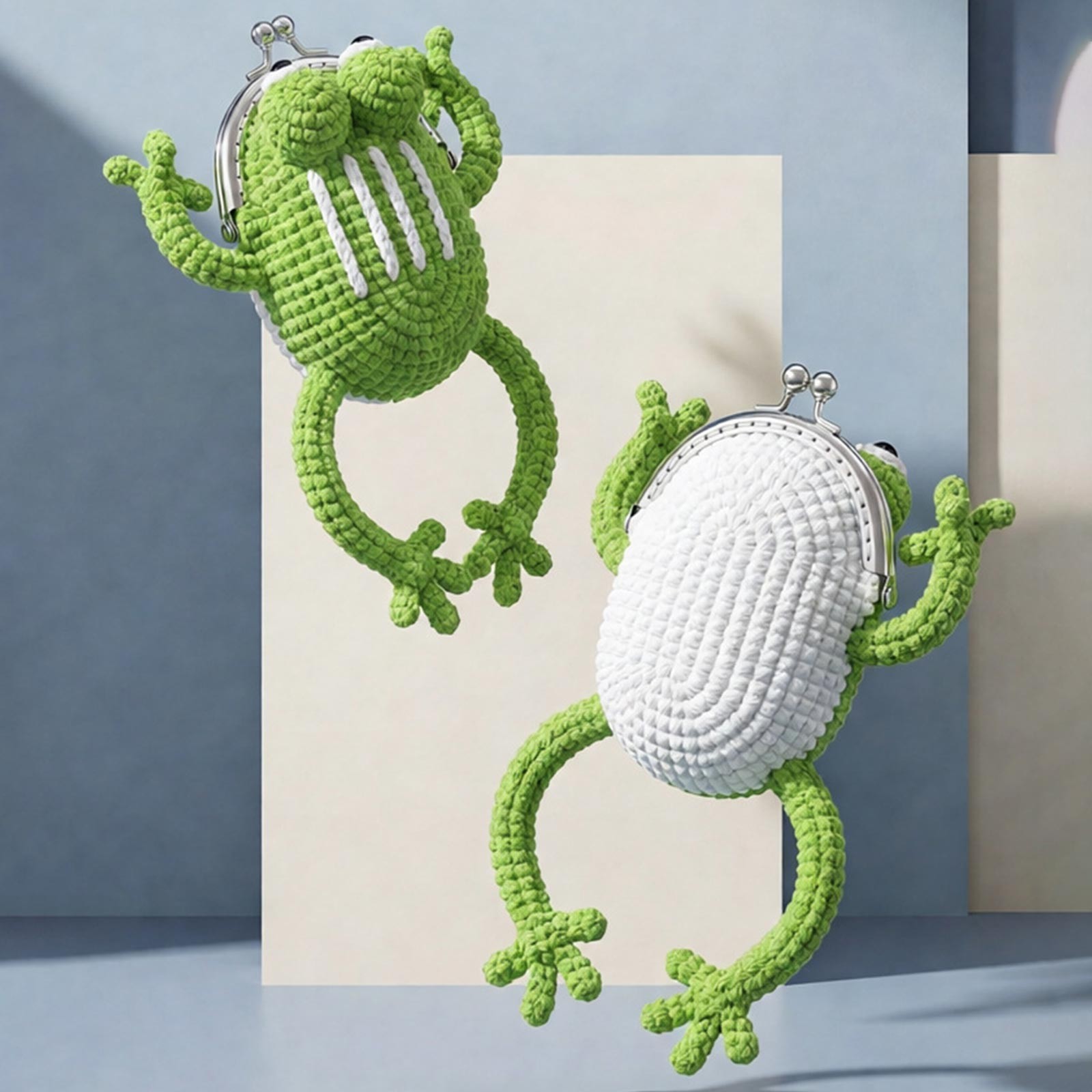 Tarmeek Handmade Crochet Frog Coin Purse & Keychain, Cute Knitted