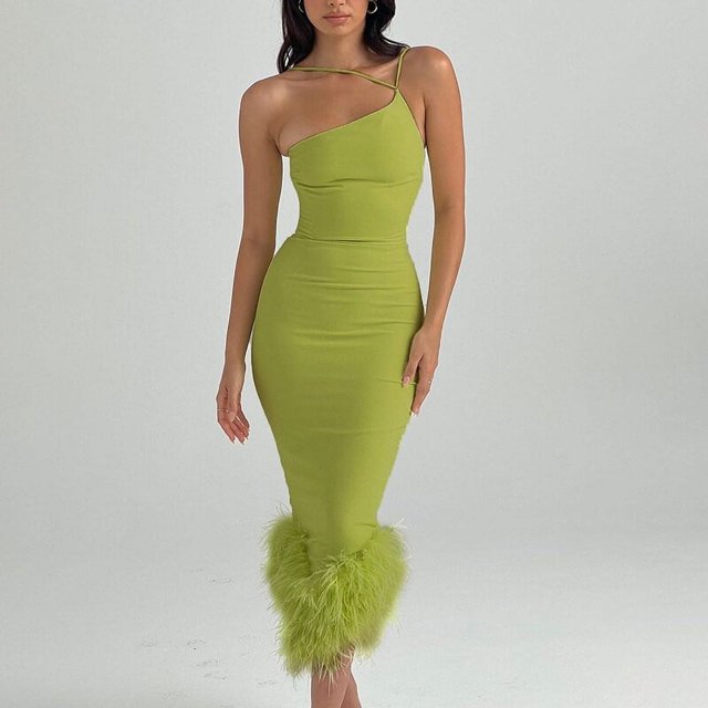 FcBaudy Robe Sans Manches à Col Asymétrique, Robes d'Été pour Femmes, Robes pour Femmes Robe à Bretelles en Tricot Suspendue pour Femmes en Hiver Dos Nu Ajustée Queue de Poisson Longue Robe Robe Sans Manches à Bretelles Robe pour Femme