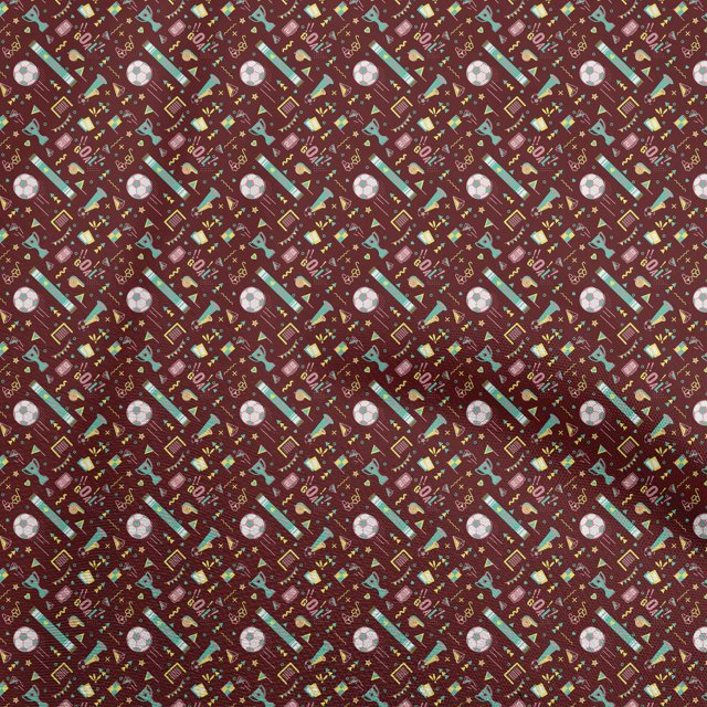 oneOone Cotton Flex Maroon Fabric Sports Craft Projects Decor Fabric Printed By The Yard 40 Inch Wide