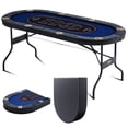 thumbnail image 1 of VEVOR 8 Player Foldable Poker Table, Blackjack Texas Holdem Poker Table with Padded Rails and Stainless Steel Cup Holders, Portable Folding Card Board Game Table, 1 of 9