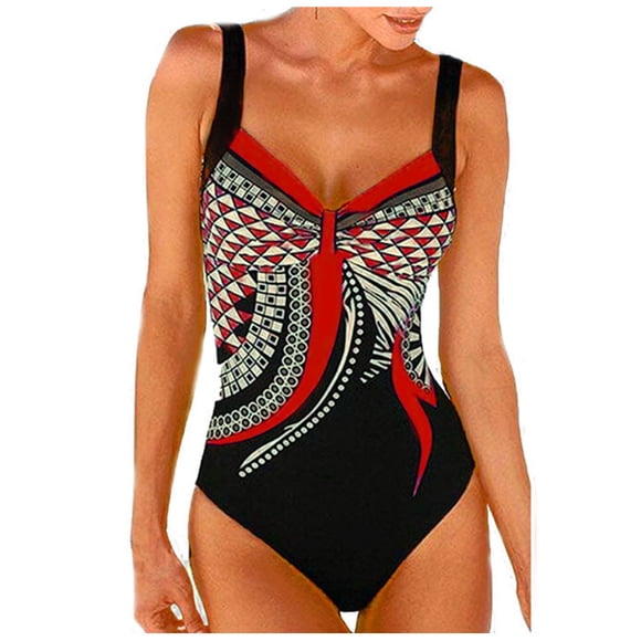 Women's Print Swimwear One Piece Swimsuit Female Vintage Retro Bathing Suits Beach Wear Swimming Suit