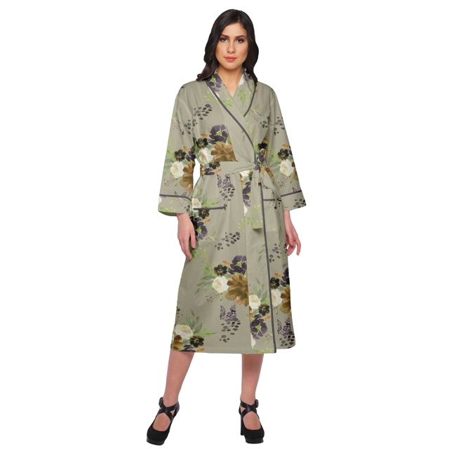 Moomaya Printed Robe For Girls Cotton Bathrobes For Women Wrap Dressing Gown