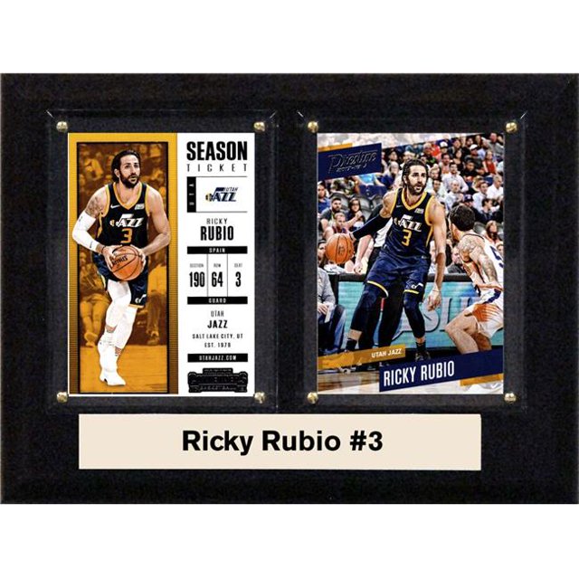 C&I Collectables 68RUBIOUTAH NBA 6 x 8 Po Ricky Rubio Utah Jazz Plaque Deux Cartes