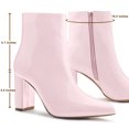 thumbnail image 3 of Unique Bargains Women's Pointed Toe Zipper Patent Leather Ankle Chunky Boots, 3 of 6