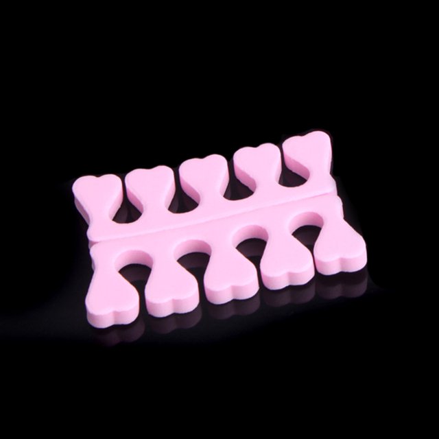 Amdohai 2pcs toe separators made of soft sponge material, shown in pink color with random color options. Designed for manicure and pedicure, these tools are ideal for separating fingers or toes during nail art. Suitable for professional or home use.