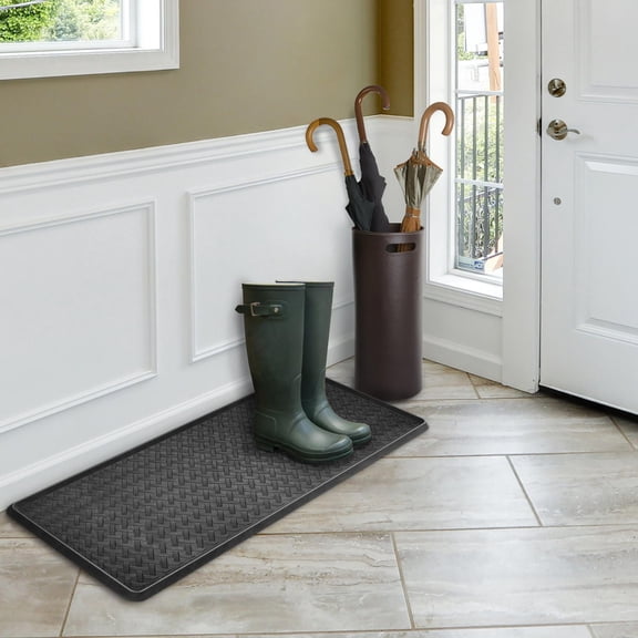 Mainstays  Black Rectangular Metro Rattan Boot Tray