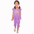 thumbnail image 1 of LSLJS Girl's Été Col Rond Petit Imprimé Manches Courtes Volants Taille Élastique Recadrée Pantalon Deux Pièces Ensemble Vêtements d'Été Vêtements pour Enfants à la Mode 2024, 1 of 5