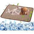 thumbnail image 1 of Dog Self Cooling Mat Pet Washable Summer Cooling Pads Cooling Blanket Hot Weather Sleeping Kennel Mat,Ice Silk Sleep Mat Pad Non-Toxic Breathable Sleep Bed Beach for Large Dogs Cats (Brown) XS, 1 of 7
