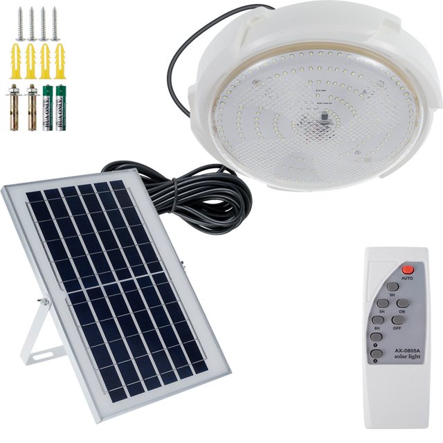 54/96/136LED Solar Ceiling light Smart Indoor Solar Pendant Light with Remote Control 6500K Adjustable Brightness Timing Function IP65 Waterproof Solar Shed Lamp for Shed Porch Garage Gar
