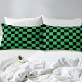 thumbnail image 4 of Erosebridal Checkered Gingham Full Sheet Sets, Green Black Bedding Full Size, Rectangle Geometry Decor, 4 of 7