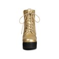 thumbnail image 2 of Unique Bargains Bottes de Combat à Plateforme à Talon Épais à Fermeture Éclair pour Femmes, 2 of 8