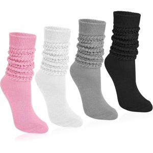 4 Pairs Femmes Chaussettes à lunettes Soft genou haute écaille Chausse à l'encre Tube en tricot Chaussée extra longue pour les femmes
