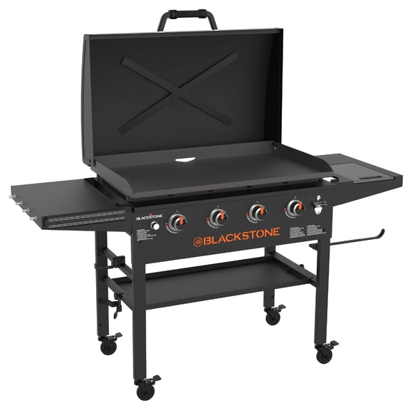 Blackstone Original 4-Burner 36" Omnivore Propane BBQ Griddle with Hood and Folding Side Shelves