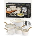 thumbnail image 3 of Gotham Steel 15 Pc Ceramic Cookware Set, Ceramic Pots and Pans Set Non Stick with Cooking Utensils and Steamer, Non Toxic, Premium Gold Stay Cool Handles, Oven Dishwasher Safe, 3 of 9