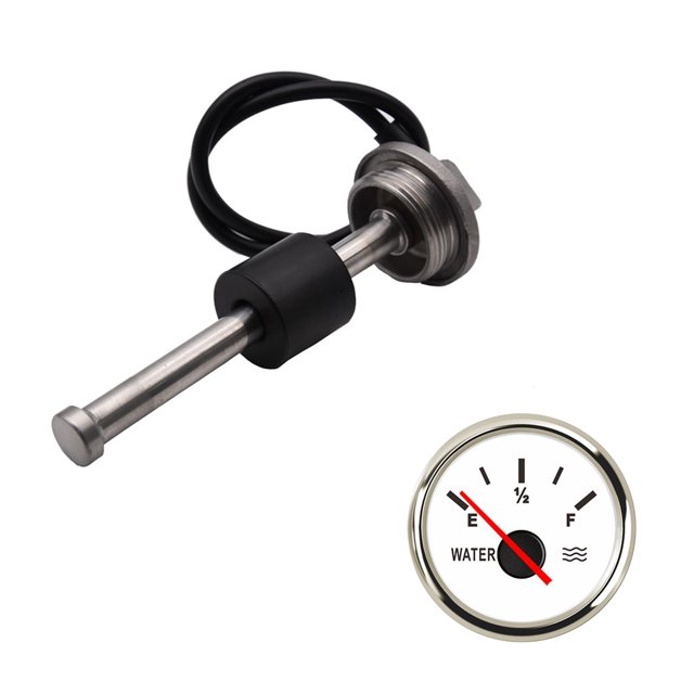 0-190Ohm 52MM Water Level Gauge Red Backlight Water Tank Level Indicator Meter With Fuel Level Sensor 200MM 250MM 300MM 400MM ,Easy to Install