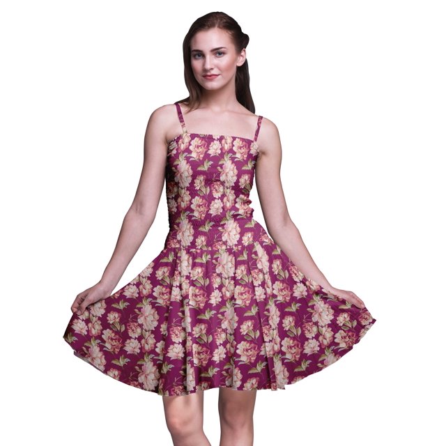 Bimba Robe d'Été Soleil Sans Manches Mini Fluide à Bretelles pour Femme à Imprimé Floral Robe à Imprimé Floral-Xxx-Grand
