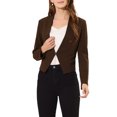 thumbnail image 1 of Blazer de Travail pour Femme Sans Col, Veste de Tailleur Chic Décontracté, Blazer Court, P Café, 1 of 8