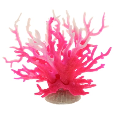 Unique Bargains 1 Pce Décor Coloré de Récif de Corail Mini Faux Corail Décor pour Décorations d'Aquarium Rose Blanc 16.5x14.8cm