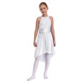 thumbnail image 1 of RUNQHUI Kids Girls Sleeveless Shiny Rhinestone Ruched Ballet Leotard Dress Lyrical Modern Contemporary Ballroom White 14, 1 of 7