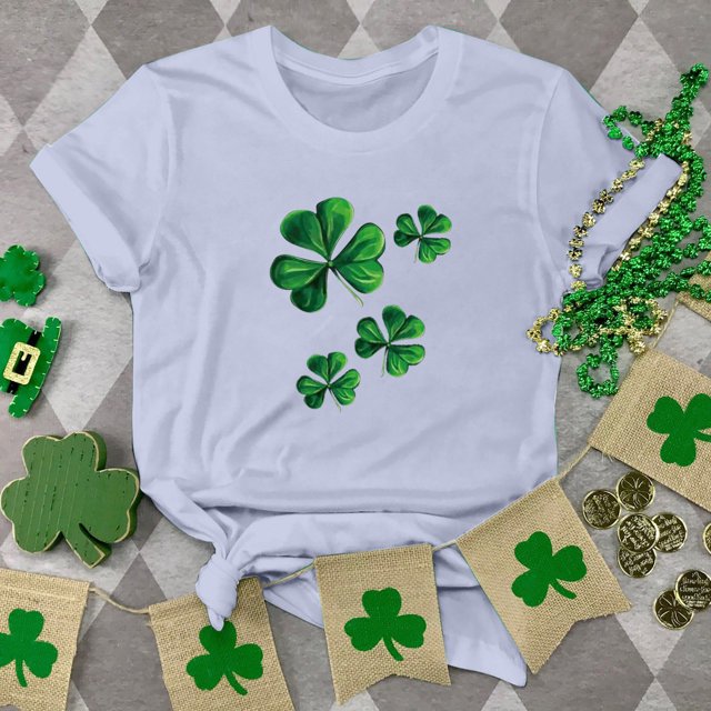 T-shirt de la Saint-Patrick pour Femmes Mode Col Rond Imprimé Manches Courtes T-shirt Décontracté Ample Hauts T-Shirts de la Saint-Patrick pour Femmes