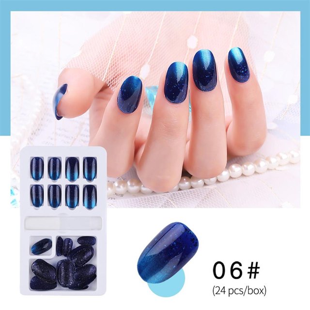 CEHVOM Patchs d'Ongles Finis 24 Pcs Boîte Amovible Utilisation Répété de Faux Ongles