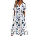 thumbnail image 2 of Babysbule Liquidation Robes d'Été pour Femmes, Mode Femmes Décontractée Ample Imprimé Papillon Col en V Manches Mi-Longues Boutons Poches Robe Longue, 2 of 5